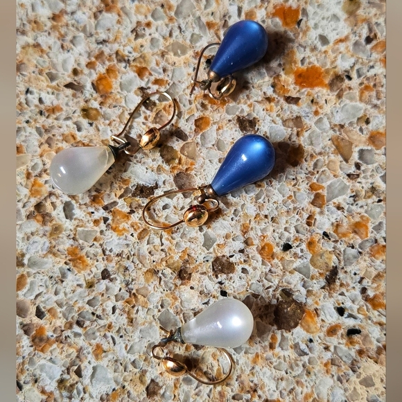 12k gold filled  blue / white moon glow drop earrings Bundle - Picture 11 of 16